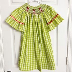 TRUE | Hand Smocked Reindeer Gingham Dress